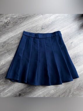 Navy blue pleated mini skirt